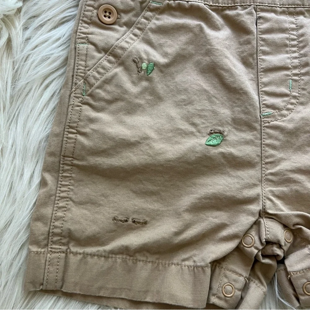Vintage Y2K Gymboree Beige Ant Embroidered Overalls Shorts Baby Size 6-12 Months - Picture 4 of 10